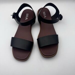 MIA‎ Women's Karina Black Sandals (MH1886-BLK)- Size 6 Flats Adjustable Brown